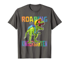 tdlapparel Roaring Kindergarten Dinosaur T Rex Back to School Shirt Boy T-Shirt - TDL-APPAREL