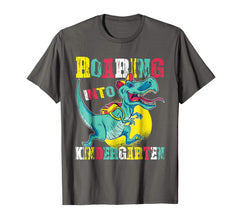 tdlapparel Roaring Kindergarten Dinosaur T Rex Back to School Shirt Boy T-Shirt - TDL-APPAREL