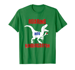 tdlapparel Back to School Shirt Boys Dinosaur Roaring Into Kindergarten T-Shirt - TDL-APPAREL