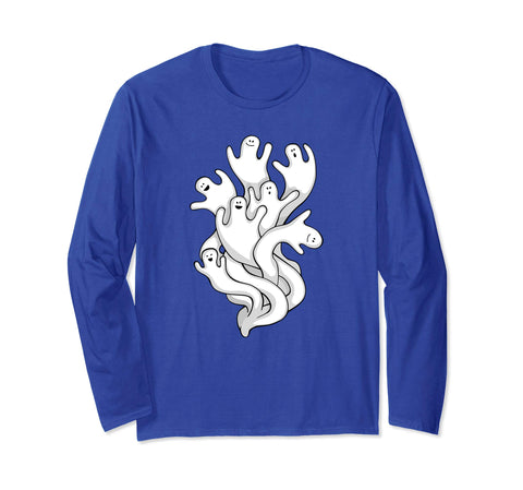 tdlapparel Halloween Ghost Long Sleeve Shirt, Spooky Ghoul Apparel Short Sleeves Men / Unisex Royal Blue / S T-Shirt - TDL-APPAREL