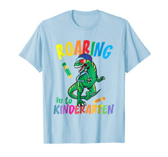 tdlapparel Roaring Kindergarten Dinosaur Tshirt Back To School Supplies T-Shirt - TDL-APPAREL