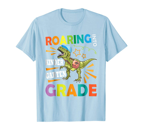 tdlapparel Dinosaur Roaring Into Kindergarten T-Shirt First Day School Short Sleeves Men / Light Blue / S T-Shirt - TDL-APPAREL