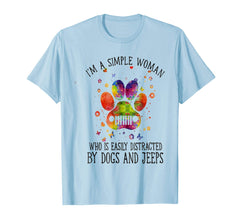tdlapparel I'm a simple woman who is easily distracted by dogs and jeep T-Shirt - TDL-APPAREL