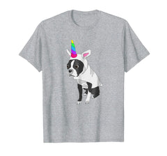 tdlapparel Boston Terrier Shirt Cute Rainbow Unicorn TeeShirt T-Shirt - TDL-APPAREL